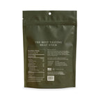 VARO HATCH beef sticks 10-count bag, back with nutrition facts and ingredients