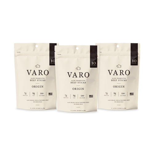 3 bags of VARO ORIGIN beef sticks, 1-Month Autoship